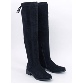 Meyers svarta stövlar över knäet i mocka 1