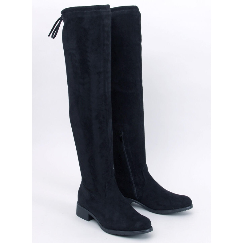 Meyers svarta stövlar över knäet i mocka 1