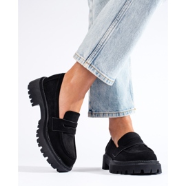 Shelovet loafers i svart mocka för kvinnor 1