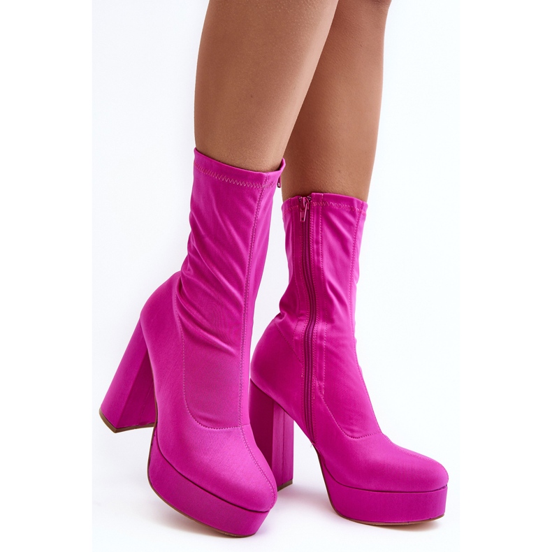 PH2 Högklackade ankelboots med dragkedja, Fuchsia Peculia rosa 1