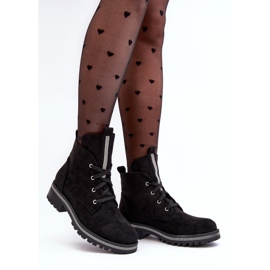 PS1 Ankelstövlar för kvinnor i mocka med svart Plesca-dekoration 1