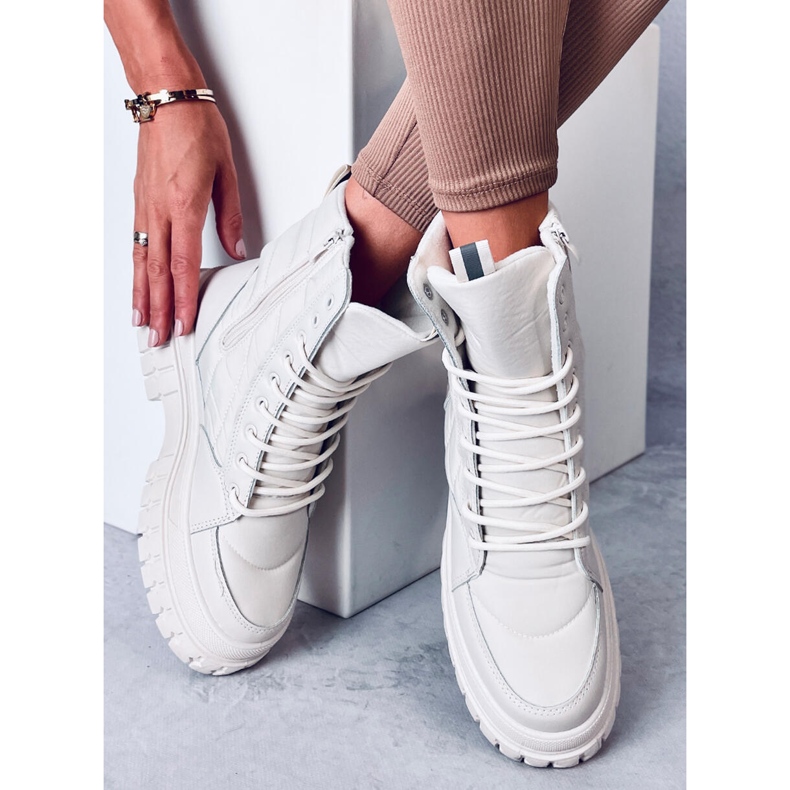 Platta snörstövlar Barkin Beis beige 2