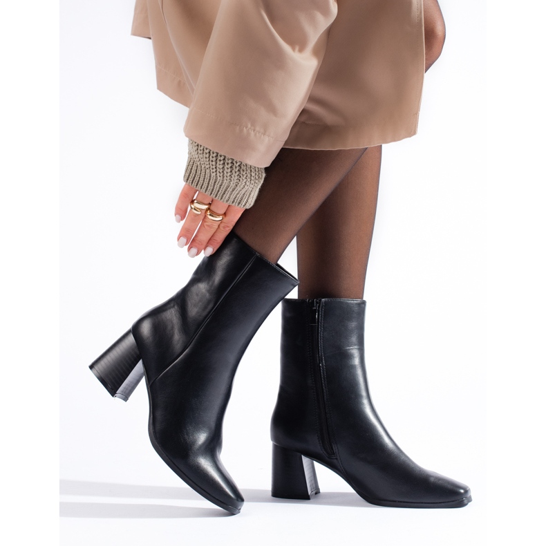 Shelovet svarta ankelstövlar för kvinnor med fyrkantig tå 1