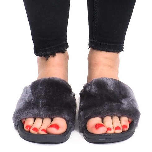 Tofflor Med Päls LS-1 Grå 1