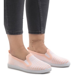 Persika randiga slip-on sneakers XJ-2909 vit gul 1