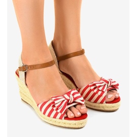 Röda kilsandaler med rosett W032 1