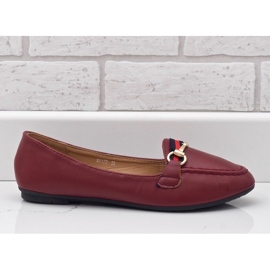 Burgundy eco-läder ballerina loafers 9F177 röd 1