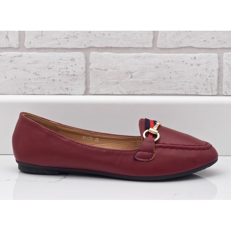 Burgundy eco-läder ballerina loafers 9F177 röd 1