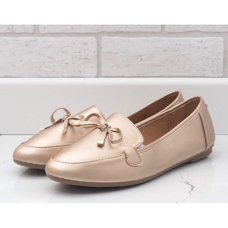 Ballerina loafers i gyllene läder 9F175 1