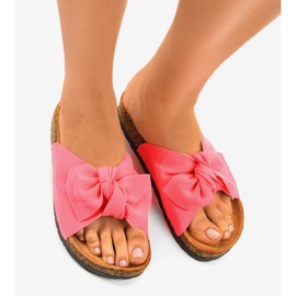 Rosa dekorerade tofflor med rosett WS9003-5 1