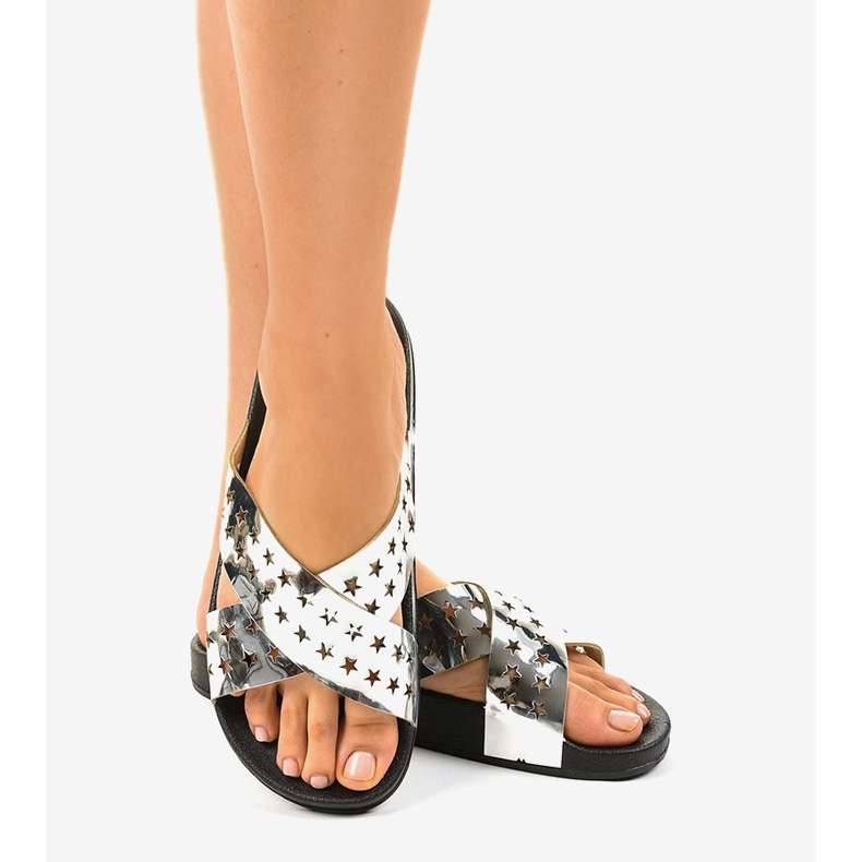 Silver tofflor med stjärnor D7627-3 mångfärgad 1