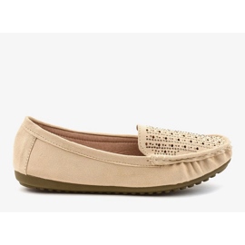 Beige openwork loafers med paljetter YSD823Y 1