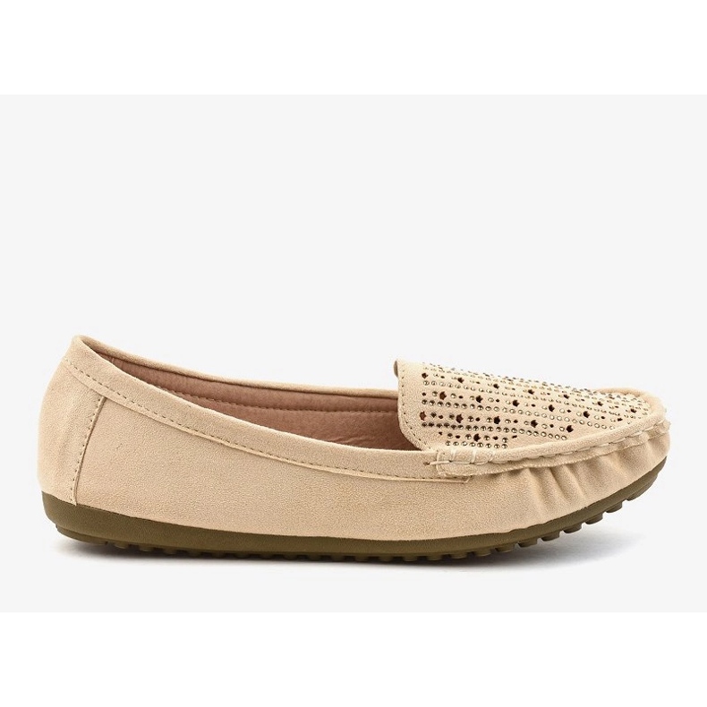 Beige openwork loafers med paljetter YSD823Y 1