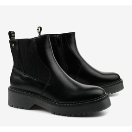 Svarta platta stövlar i Cavern ekoläder 1