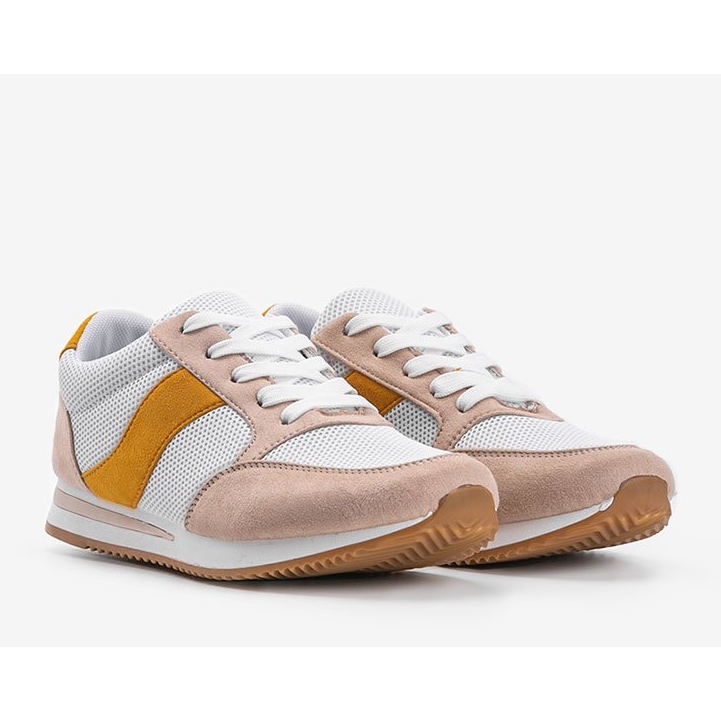 Klassiska vita sneakers med Aniya beige 1
