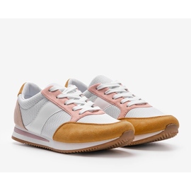 Klassiska vita sneakers med gula Aniya rosa 1