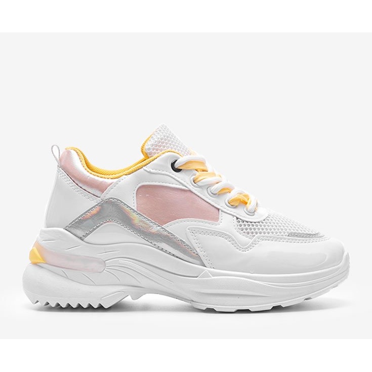 Vita sneakers med holografiska skär Karlie rosa 1