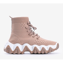 Khaki Gisselle strumpa sneakers beige 1