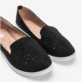 Svarta genombrutna loafers med Brianna cubic zirconia 1