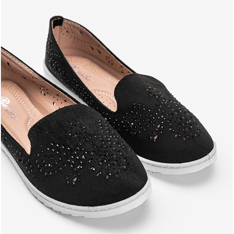 Svarta genombrutna loafers med Brianna cubic zirconia 1