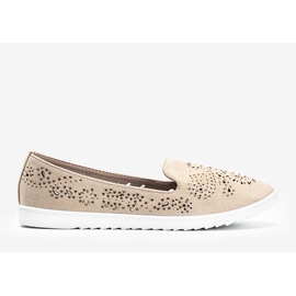 Beige openwork loafers med Brianna cubic zirconia 1