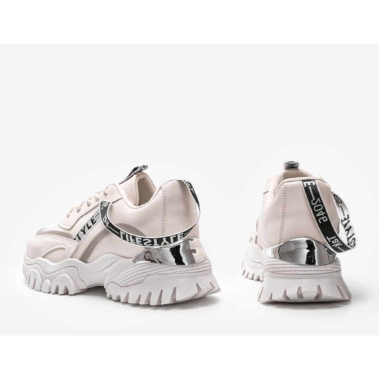 Beige sneakers med tjock Claudia -sula 1