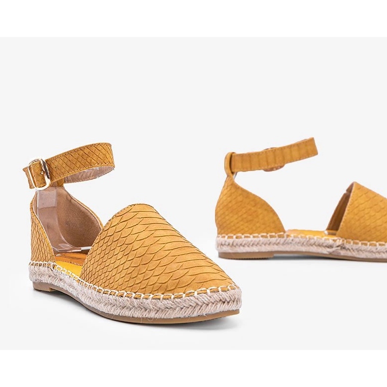 Senap espadrilles med ormskinnsmotiv gul 1