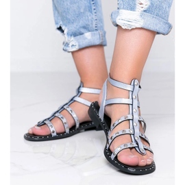 Xana blå metalliska gladiator sandaler 1