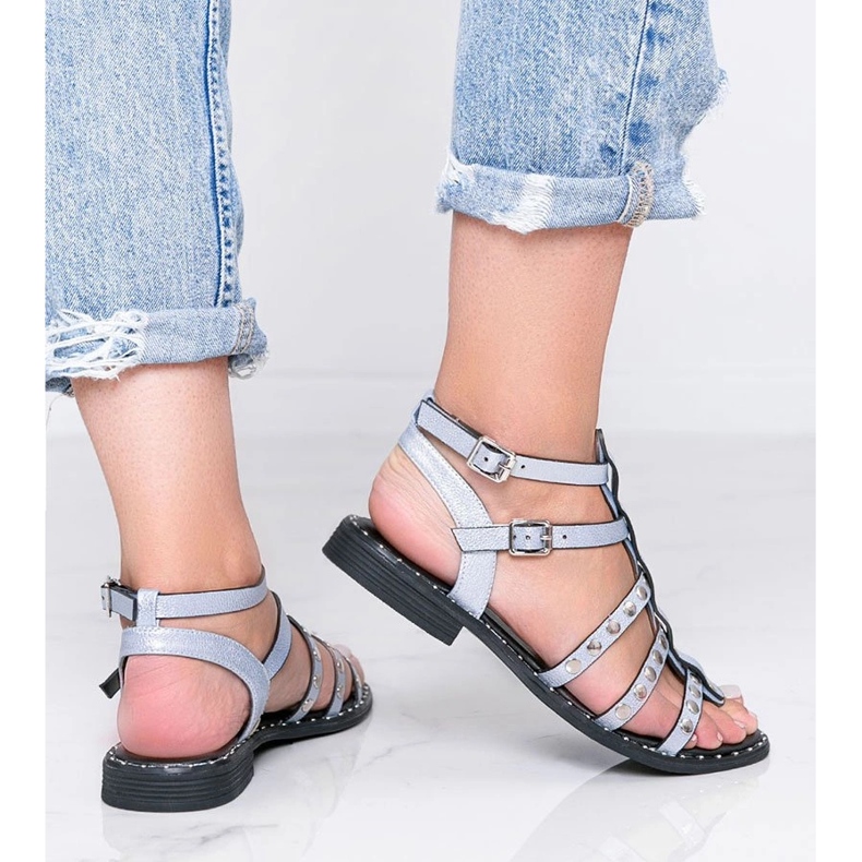 Xana blå metalliska gladiator sandaler 2