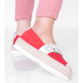 Röda espadriller med Cher -stenar silver- 1