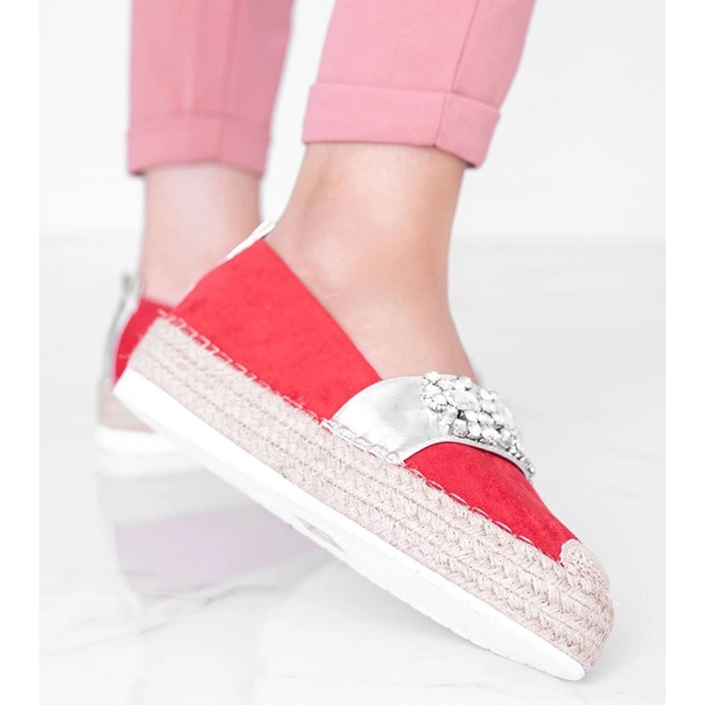 Röda espadriller med Cher -stenar silver- 1