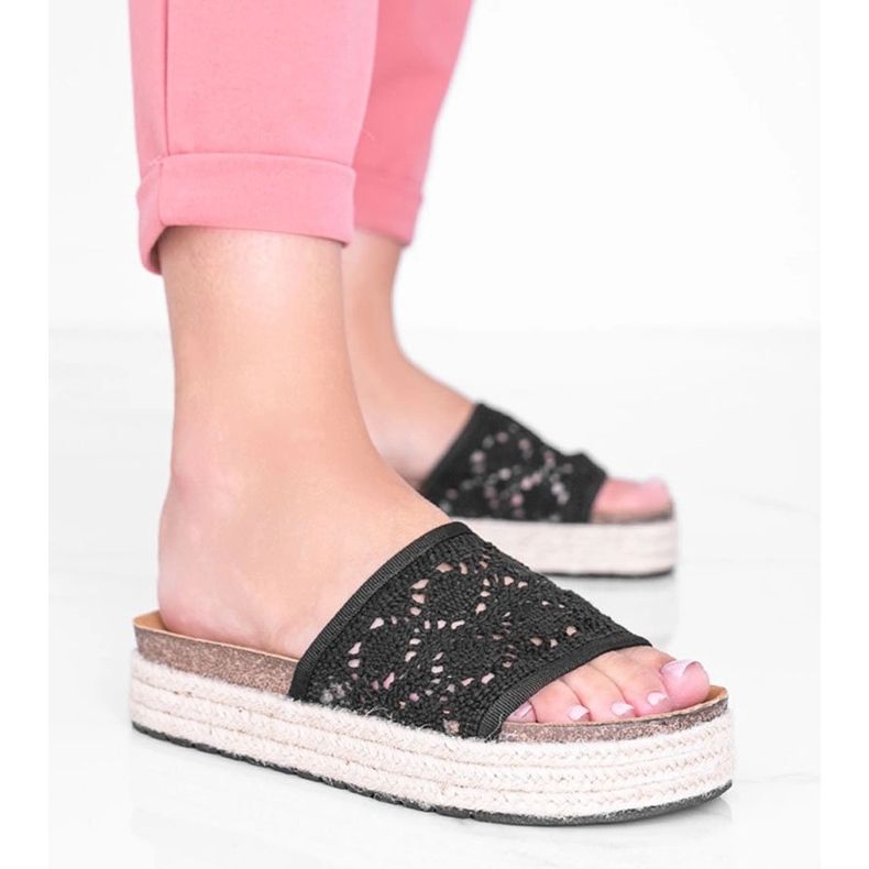 Svart spets Glam Shape tofflor 1