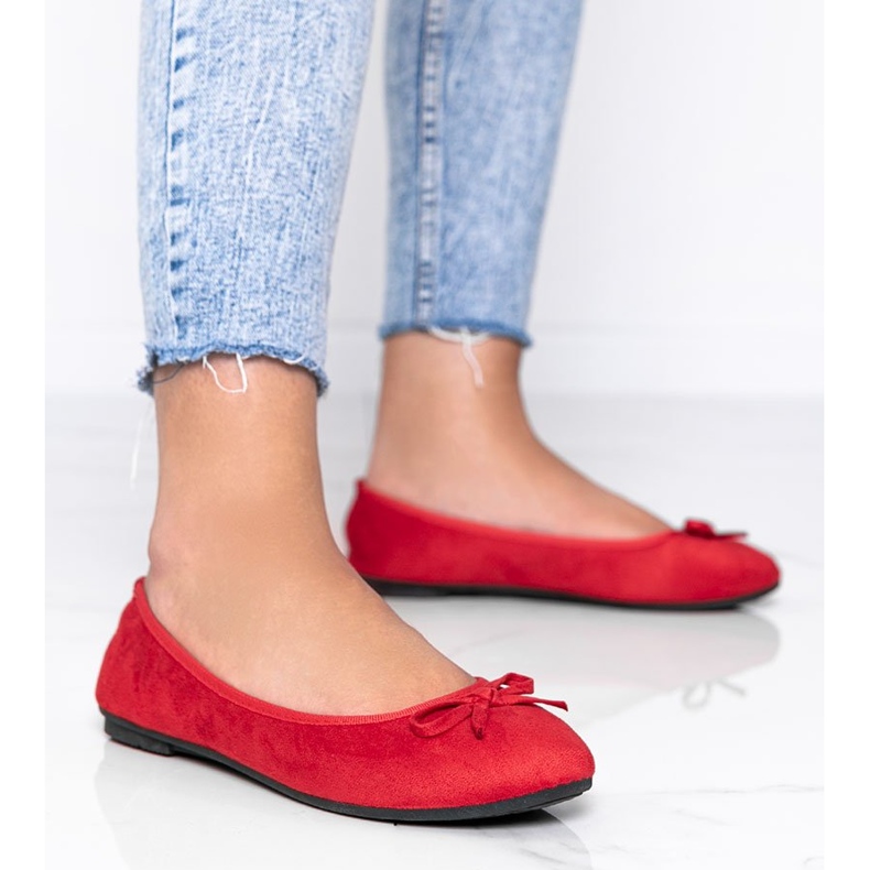 Röda ballerinor med rosett Angelina 1