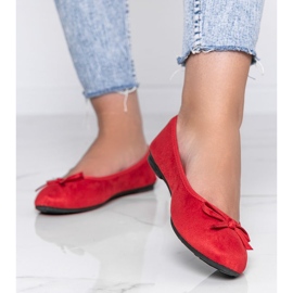 Röda ballerinor med rosett Angelina 2