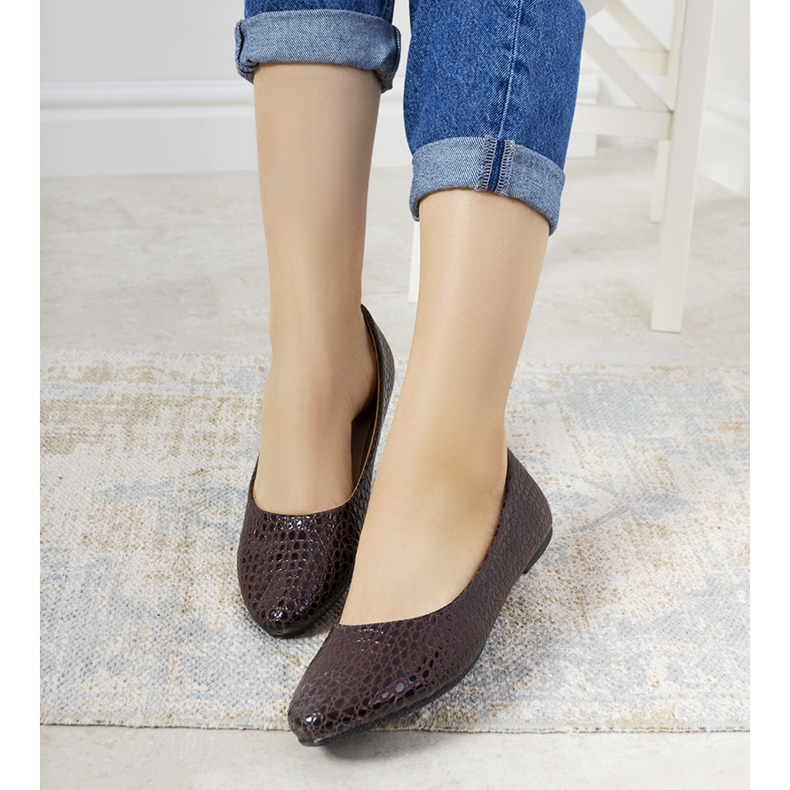 Bruna patentballerinor i Mozzare -krokodilhudsmönster rosa 1