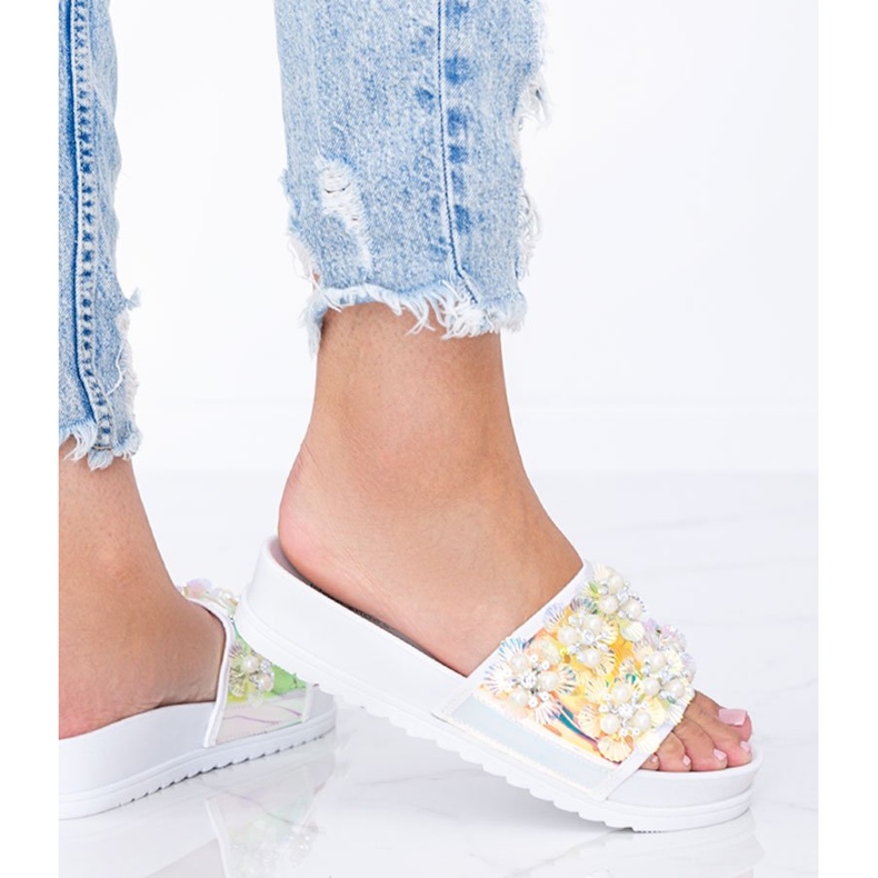 Roma vita holografiska tofflor 1