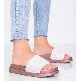 Trisha roséguld tofflor rikt dekorerade rosa 1