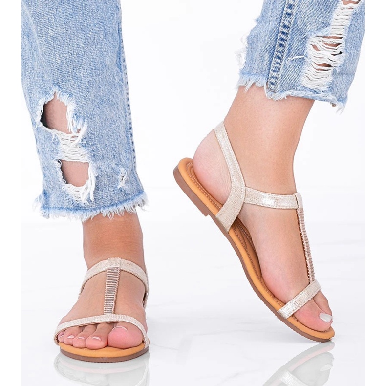 Igi beige holografiska damsandaler 1