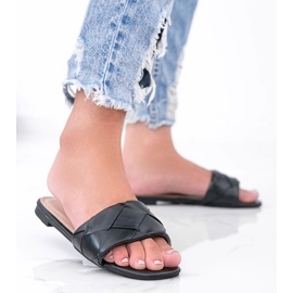 Svarta tofflor med en flätad Iren -övre 1