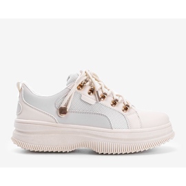 Beige sneakers med hög Tifel -sula 1