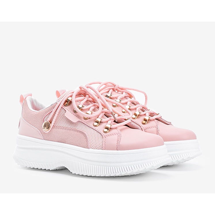 Rosa sneakers på en hög Tifel -sula 1