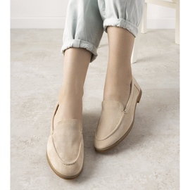 Downtown beige loafers med platta klackar 1
