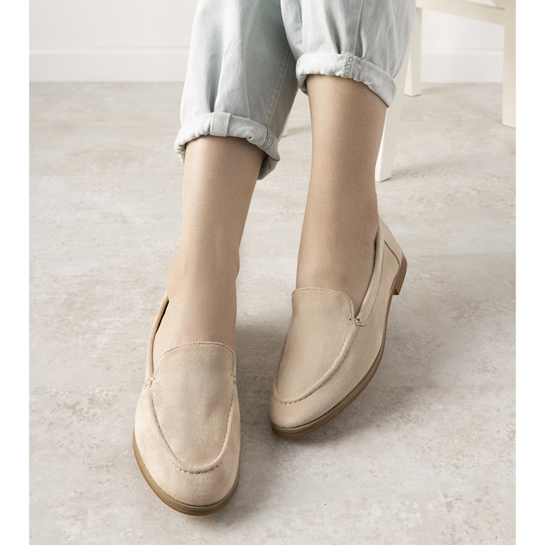 Downtown beige loafers med platta klackar 1