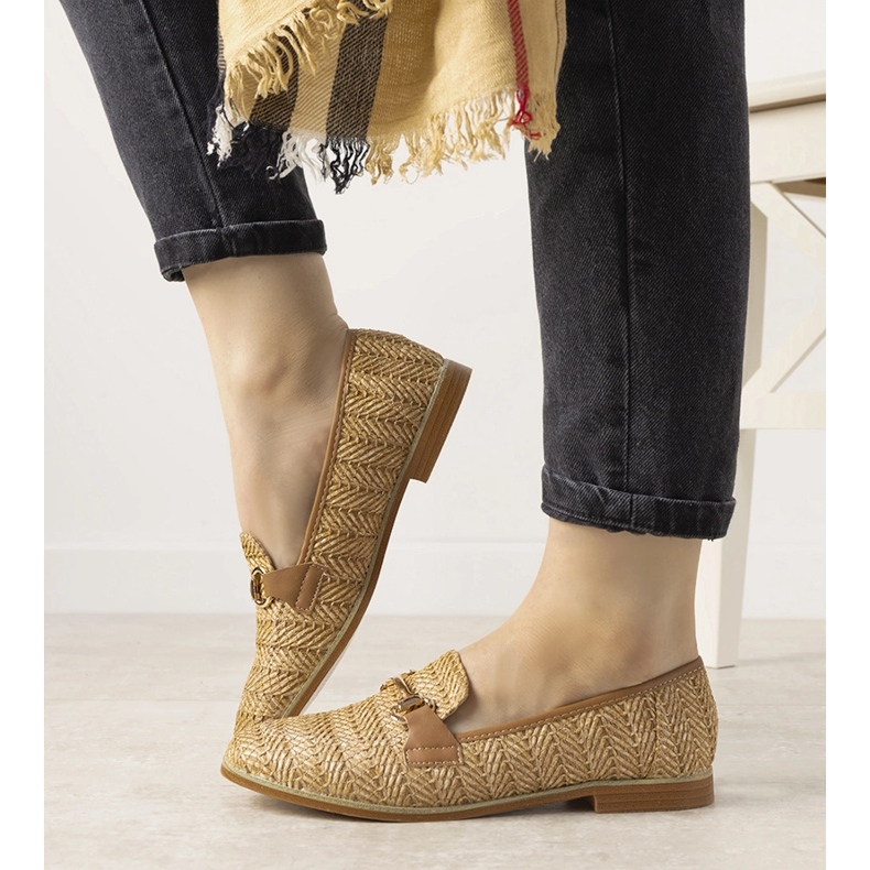 Kamel loafers med ett Leone -spänne brun 1