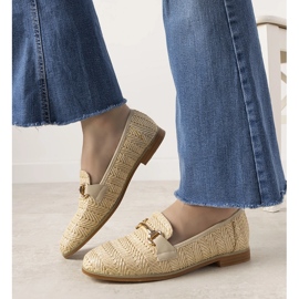 Beige flätade loafers med ett Leone -spänne 1