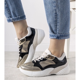 Gyllene sneakers med hög sula Rude svart 1