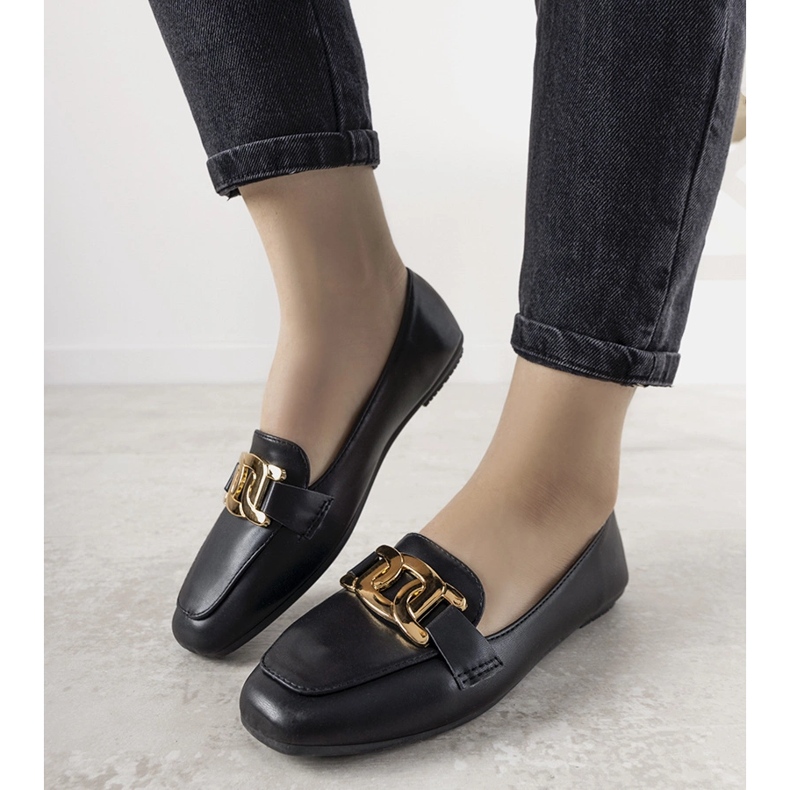 Svarta loafers med gyllene Hashtag -dekoration 1