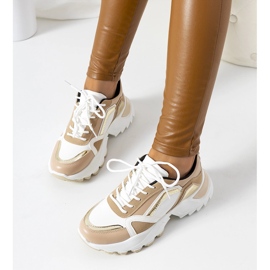 Gordani rosa sneakers med metalliska inlägg beige 1