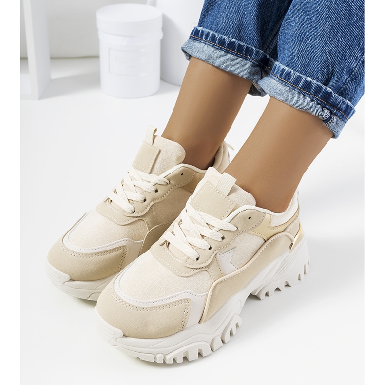 Livorno beige sneakers för kvinnor 1