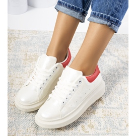 Vita pärlemorfärgade Neera sneakers för kvinnor röd 1